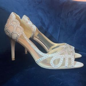Badgley Mischka Marla Embellished Peep-Toe Evening Pumps Women's Size 10